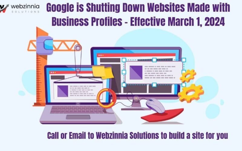 Google is shutting down websites made with Business Profiles on March 1, 2024: illustration of a website being built