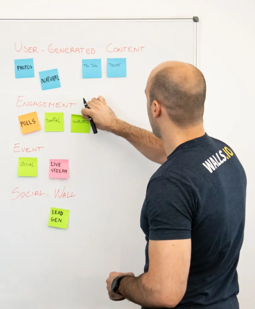 Local SEO Boca Raton: strategist arranging sticky notes on a whiteboard